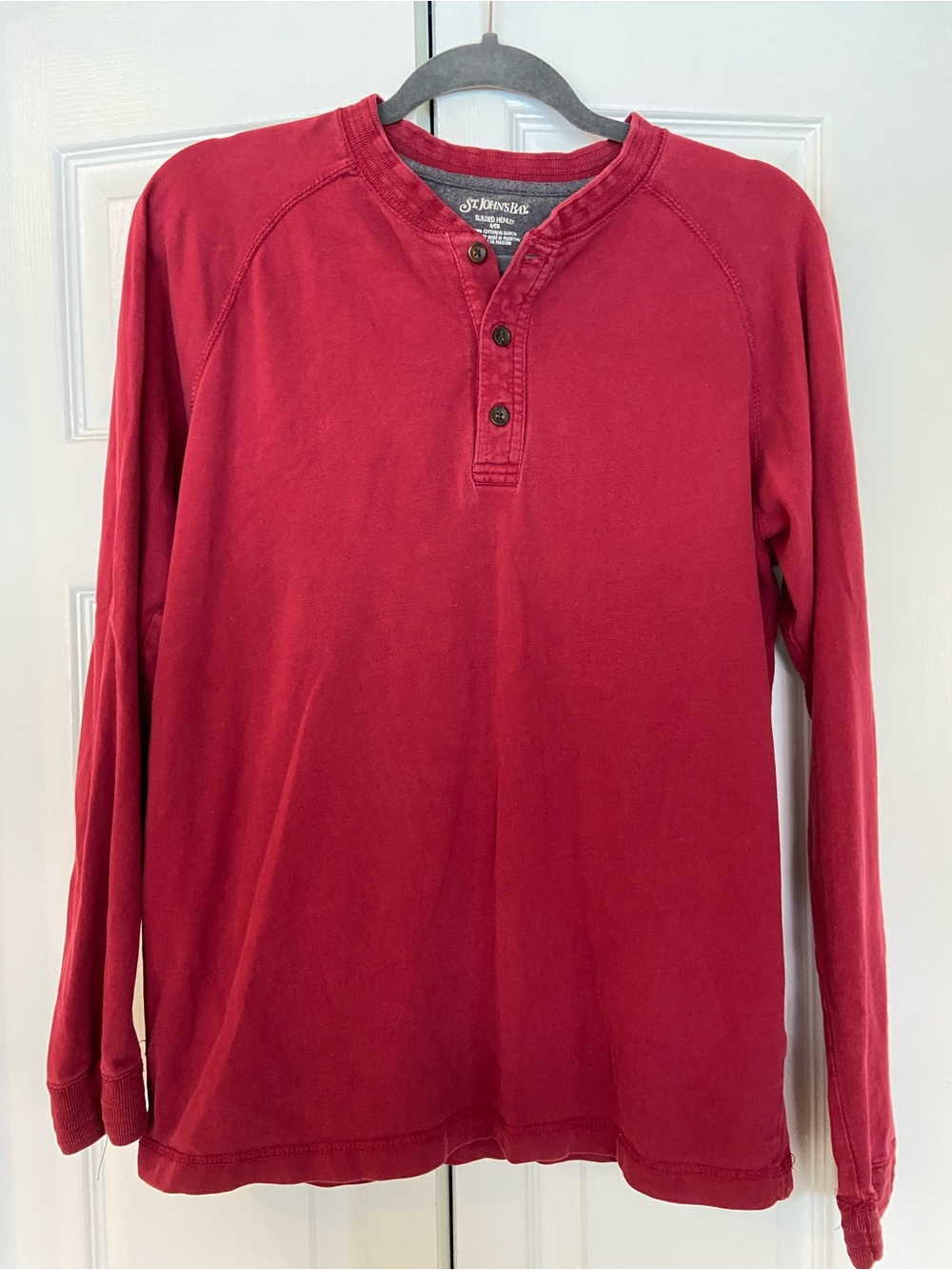 St. John's Bay Long-Sleeve Henley Shirt - Deep Red